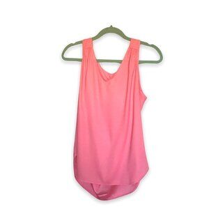 Ann Taylor Blouse Sleeveless Keyhole Button Women's Size Medium in Salmon Career